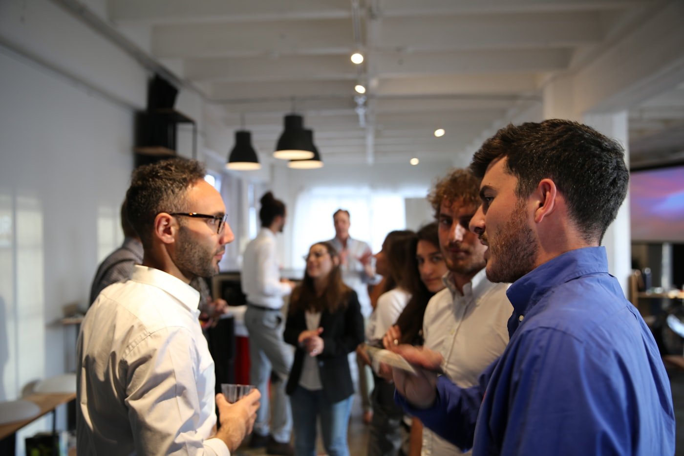 Founders talking at an in person gathering